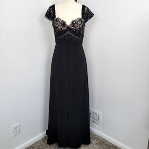 Marina Y2K Lace Beaded Formal Maxi Evening Gown Size 4  Dark Fairy Whimsigoth